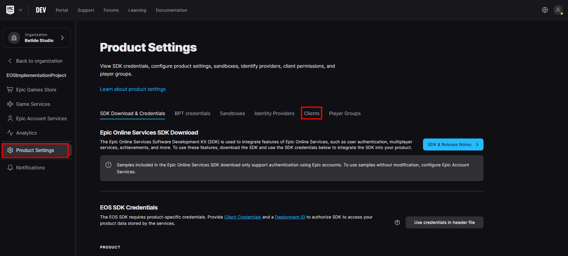 Developer Portal Clients