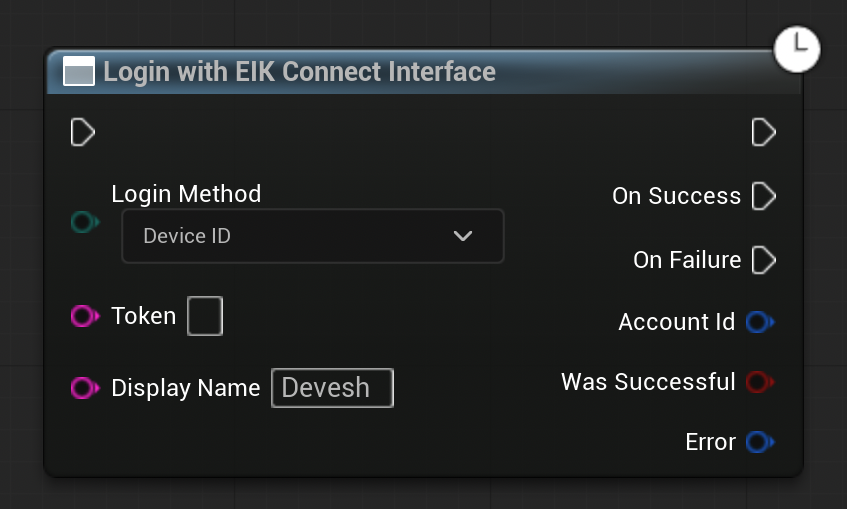 Login Using Connect Interface node configured for Device ID