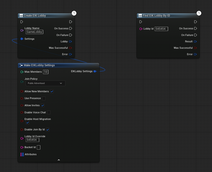 Find Lobby By ID and Create Lobby with settings